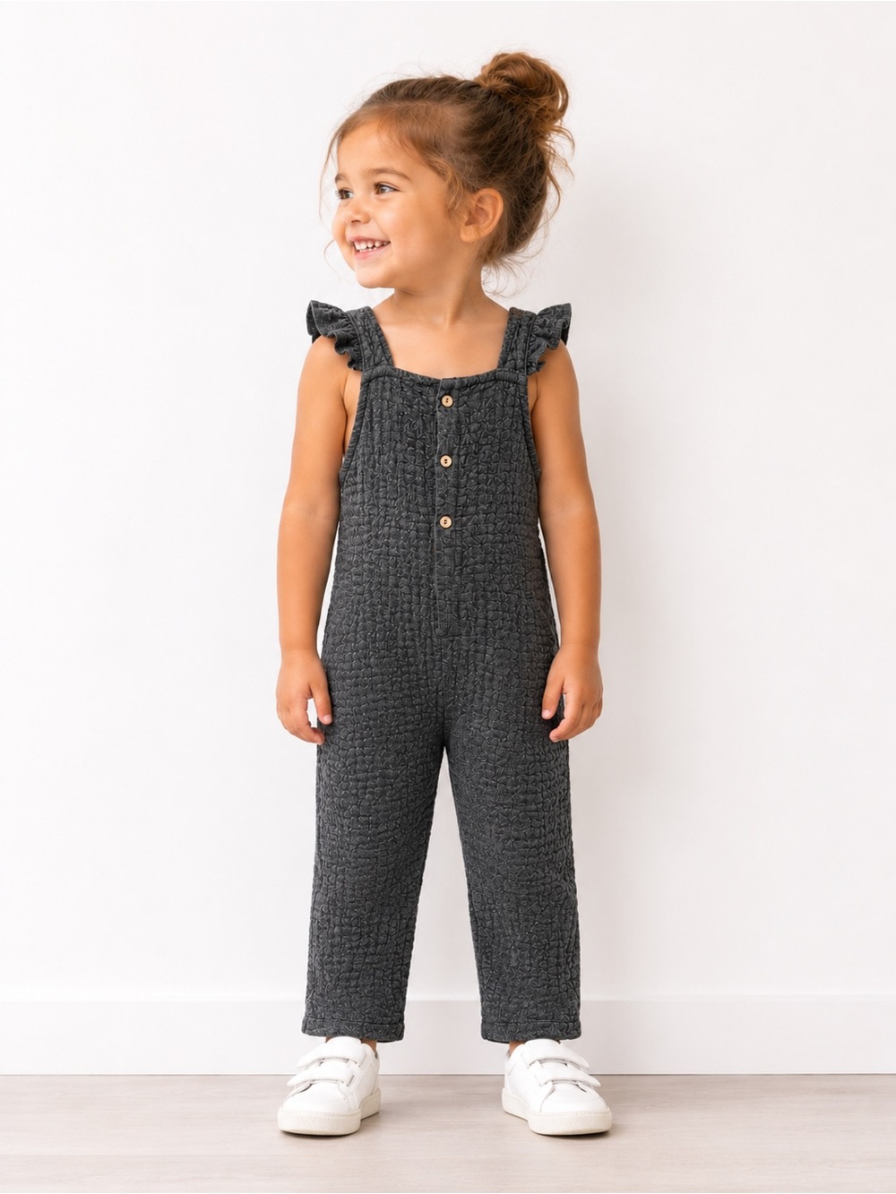 Zara Kids Charcoal Grey Textured Romper Size 3-4 Years